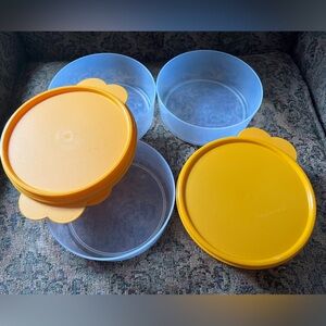 NEW 3 cup Tupperware Clear Wonder bowls with yellow seals